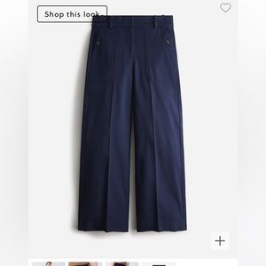 J Crew Sydney high waisted wide leg cropped navy pants size 8